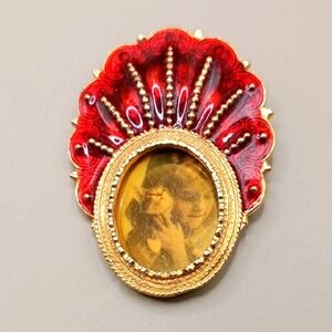 Vintage Red and Gold Brooch